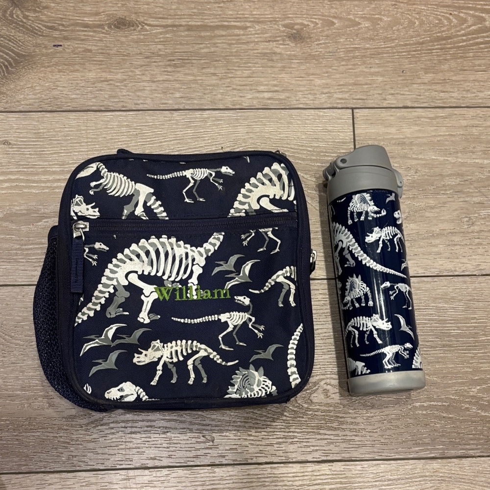 Pottery Barn Kids Dinosaur Print Kids Lunch Bag and Bottle Set